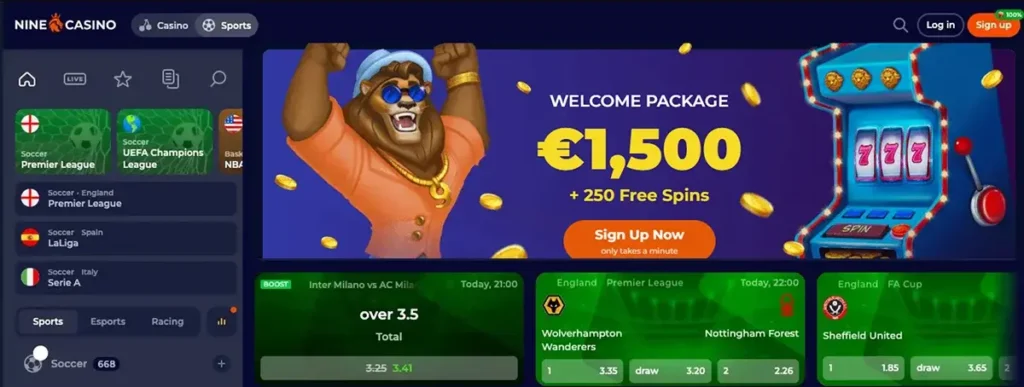 Sports Section at Nine Casino Online